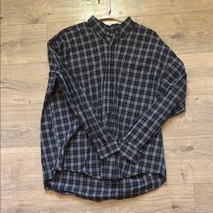Men's Black and Gray Plaid Shirt